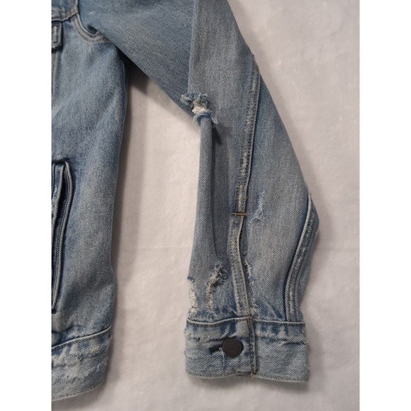 Levi's Denim Trucker Jacket Men's Small Blue Medium Wash Distressed S40116 - Picture 9 of 16